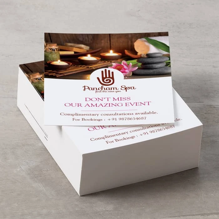 Box of branded business cards